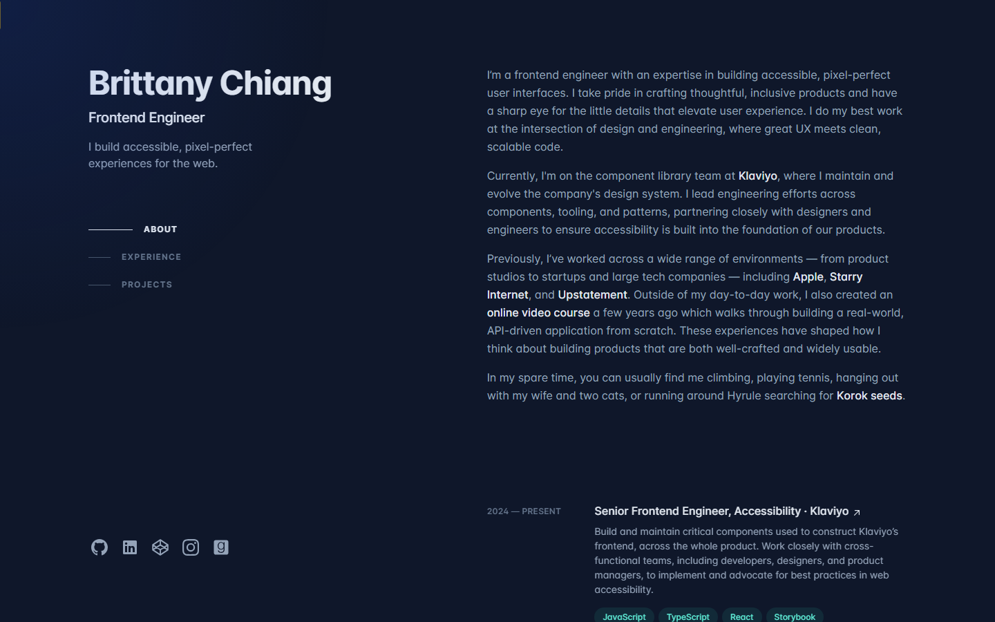 Brittany Chiang — Dark, Minimal, Type-Based website design