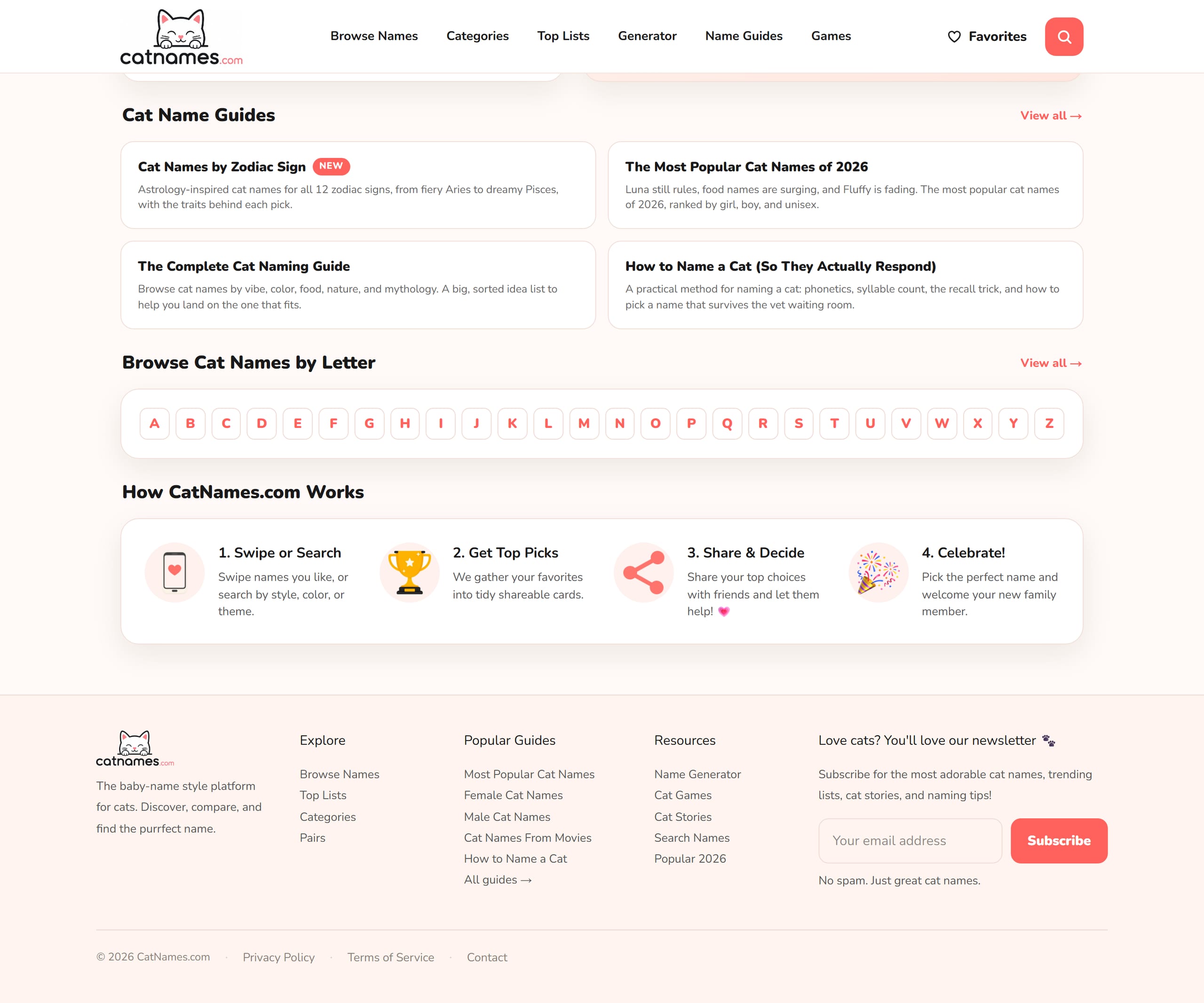 CatNames.com, section 2 of the page as it renders
