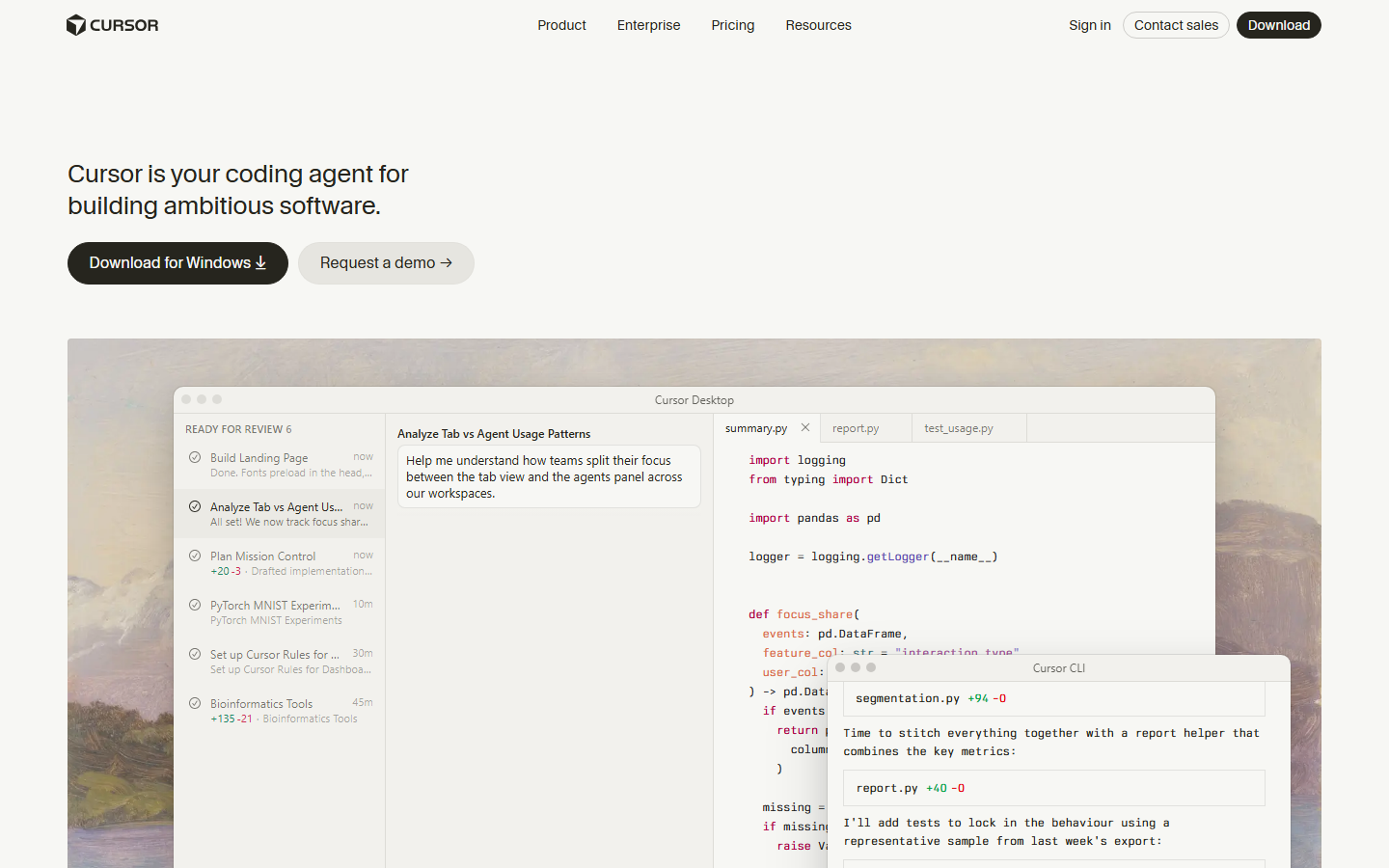 Cursor — Dark, Minimal website design