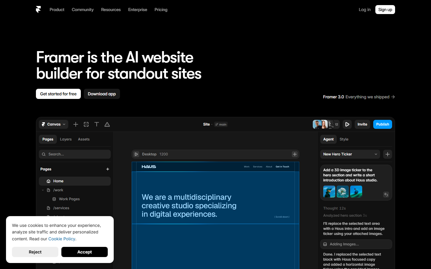 Framer — Big Type, Colorful, Motion website design