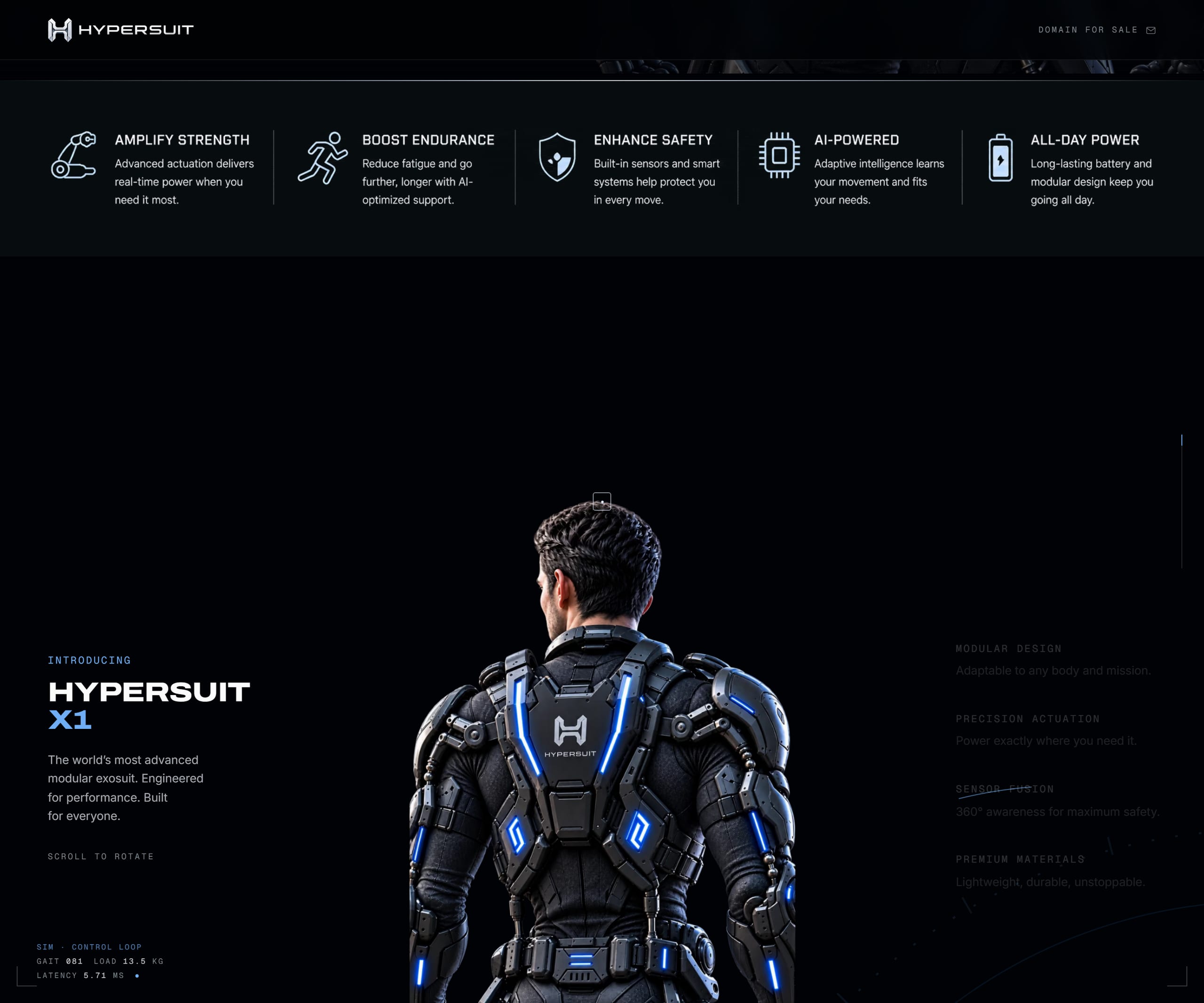 HyperSuit, section 1 of the page as it renders