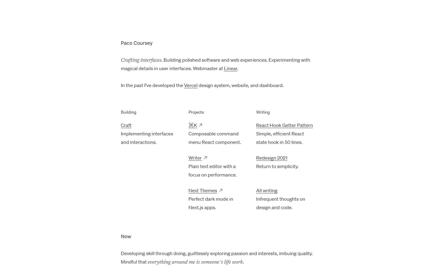 Paco Coursey — Minimal, B&W, Type-Based website design