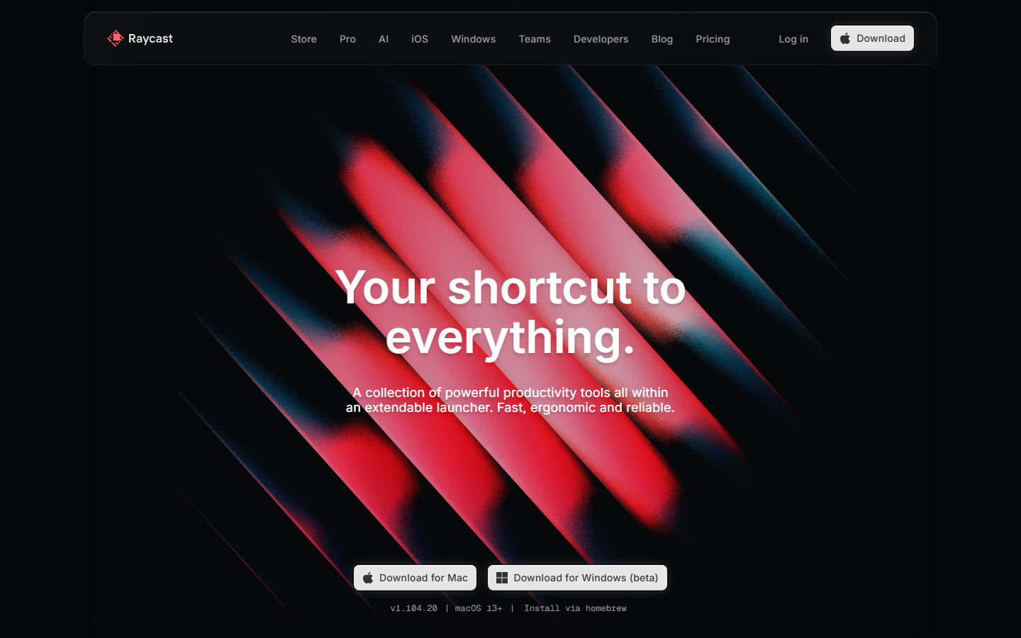 Raycast — Dark, Minimal website design