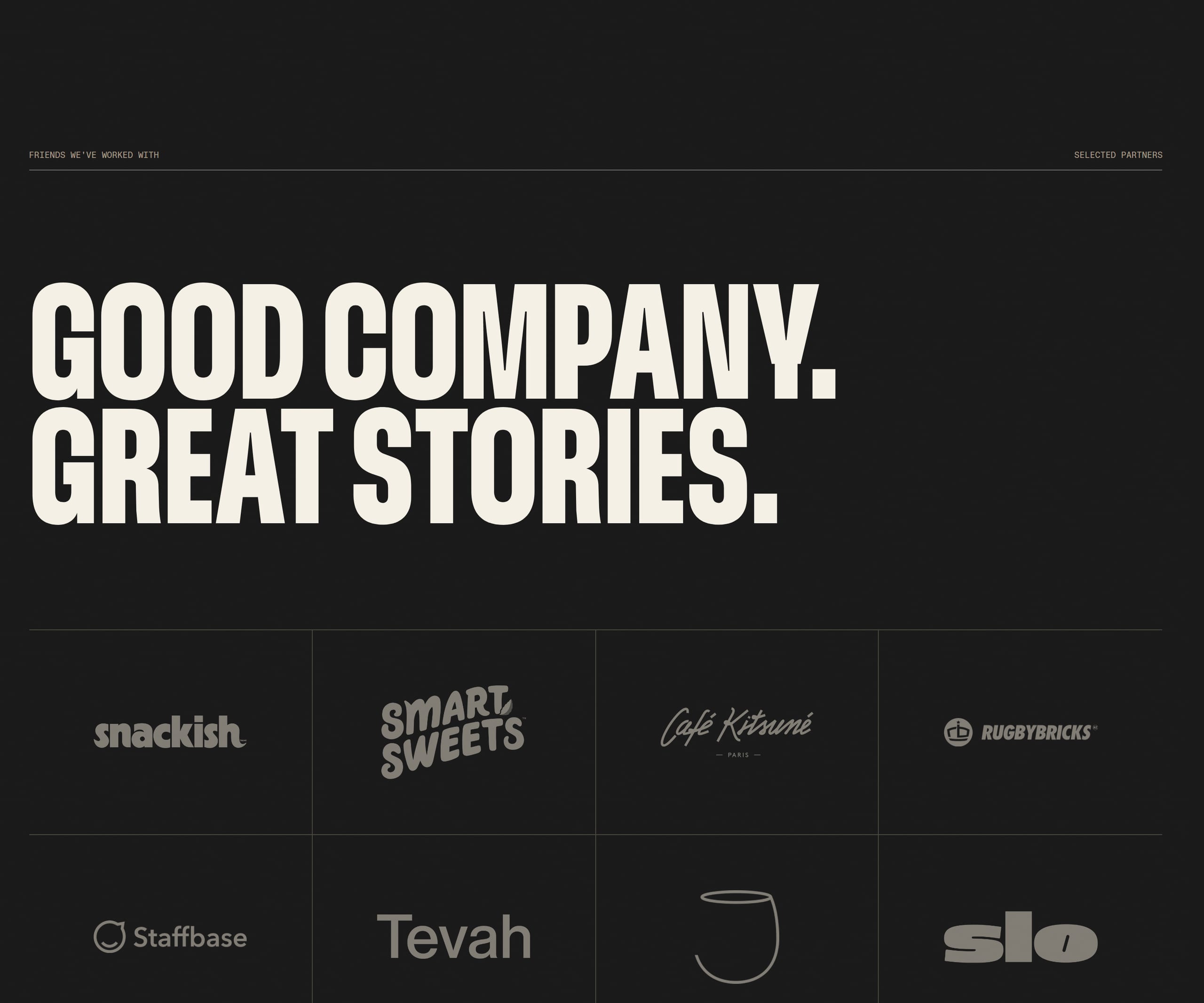 Velour Productions, section 3 of the page as it renders
